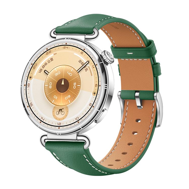 For Huawei Watch GT 6 41mm Soft Leather Watch Band Silver Buckle