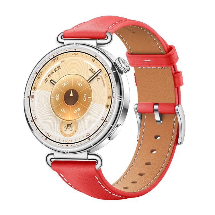 For Huawei Watch GT 6 41mm Soft Leather Watch Band Silver Buckle