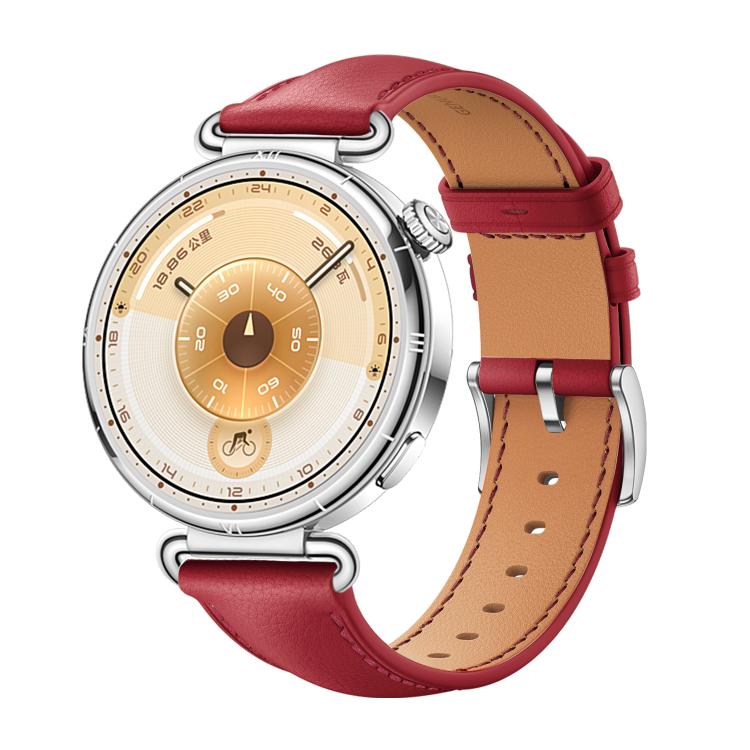 For Huawei Watch GT 6 41mm Soft Leather Watch Band Silver Buckle