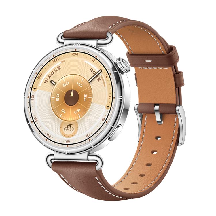 For Huawei Watch GT 6 41mm Soft Leather Watch Band Silver Buckle