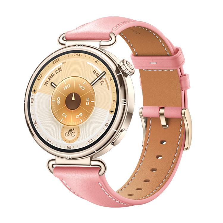 For Huawei Watch GT 6 41mm Soft Leather Watch Band Gold Buckle