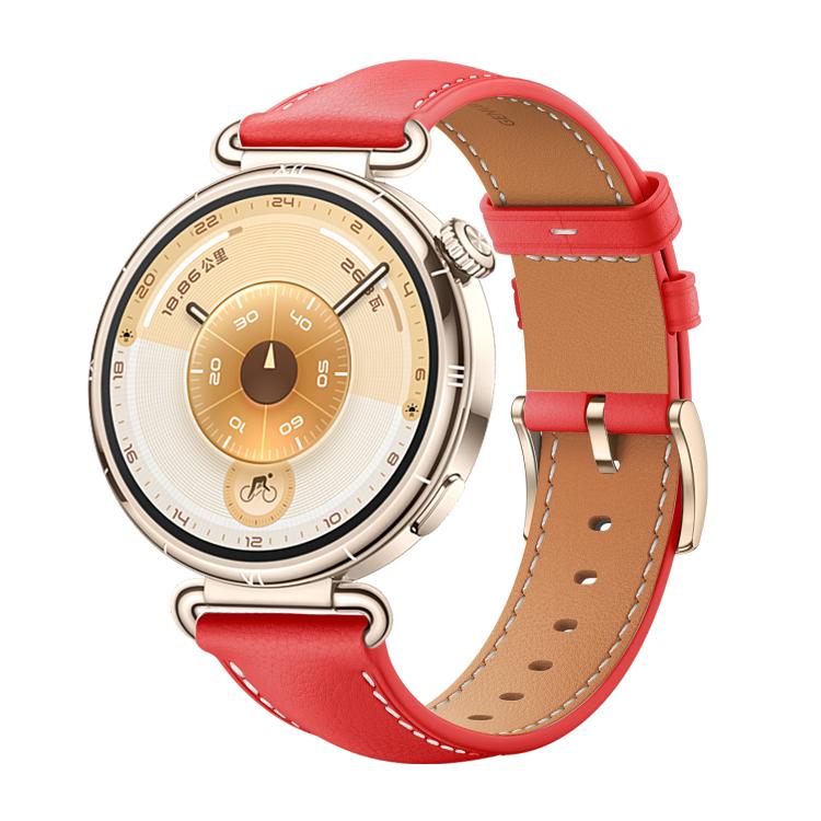 For Huawei Watch GT 6 41mm Soft Leather Watch Band Gold Buckle