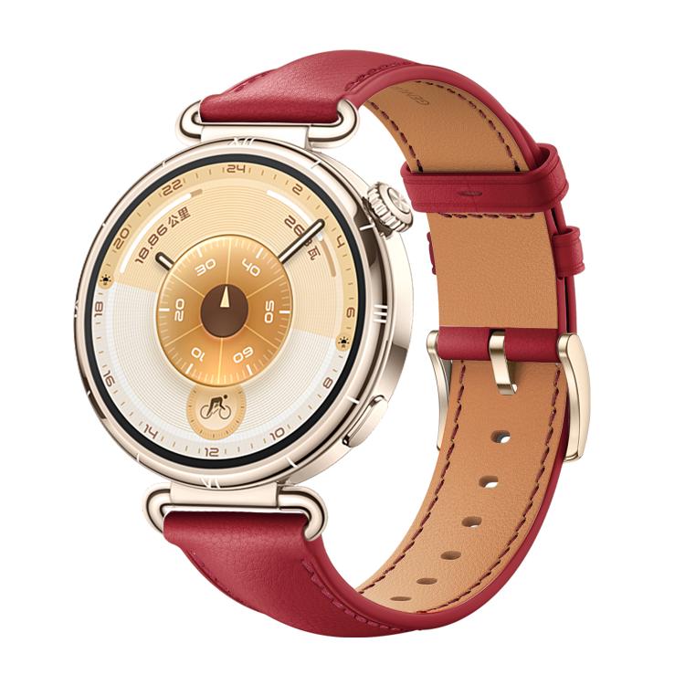 For Huawei Watch GT 6 41mm Soft Leather Watch Band Gold Buckle