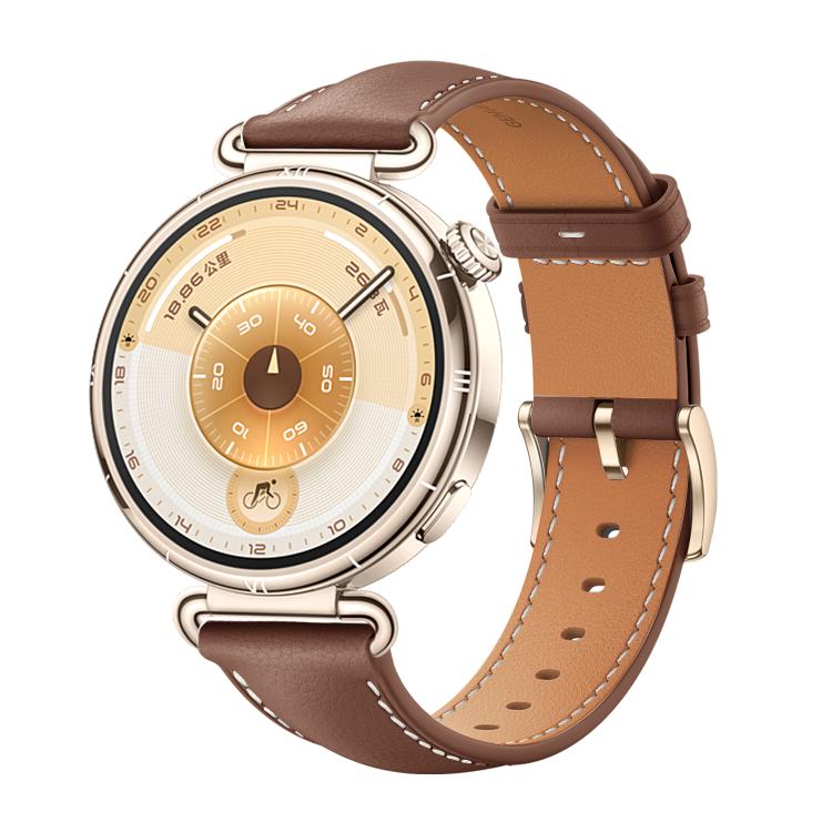 For Huawei Watch GT 6 41mm Soft Leather Watch Band Gold Buckle