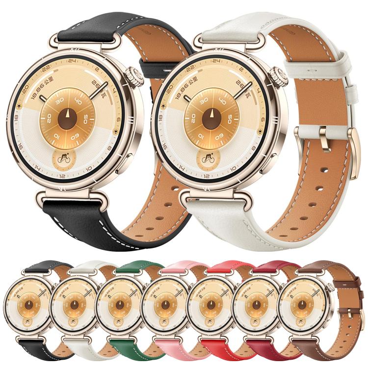For Huawei Watch GT 6 41mm Soft Leather Watch Band Gold Buckle
