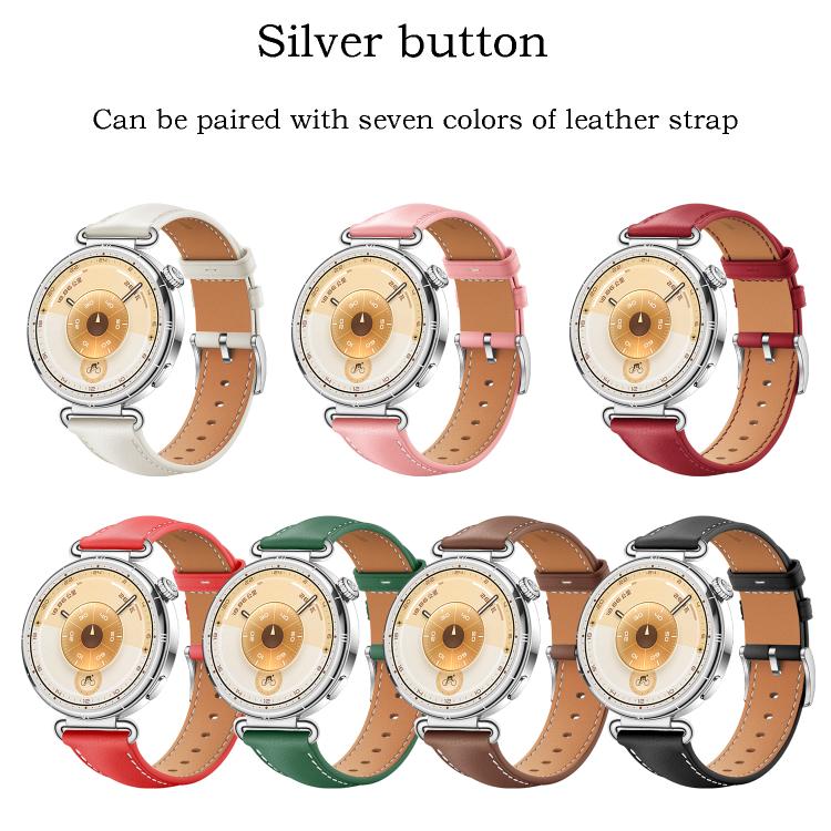 For Huawei Watch GT 6 41mm Soft Leather Watch Band Silver Buckle