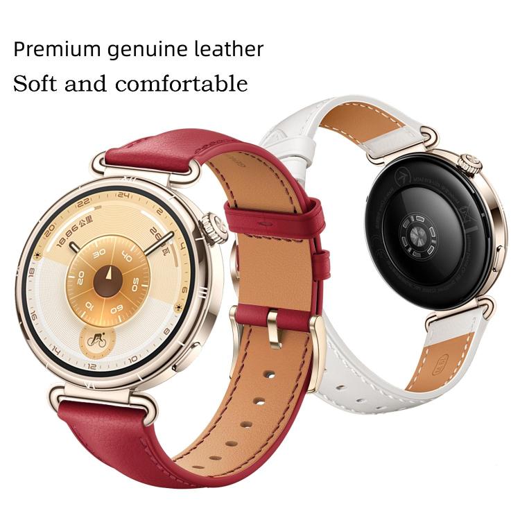 For Huawei Watch GT 6 41mm Soft Leather Watch Band Silver Buckle