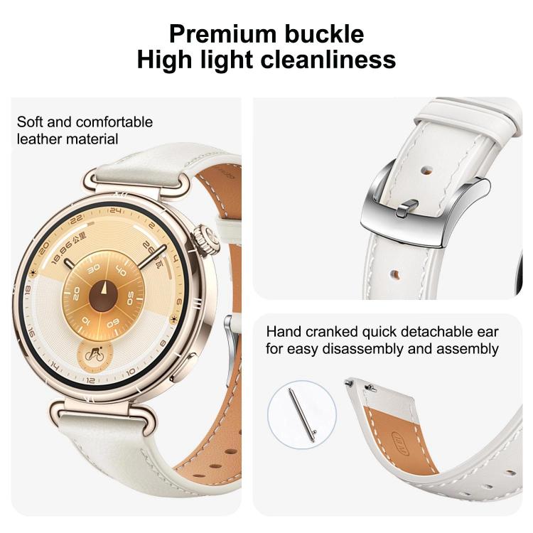For Huawei Watch GT 6 41mm Soft Leather Watch Band Gold Buckle