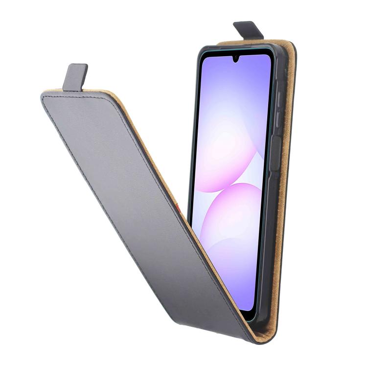 For Samsung Galaxy A07 5G Vertical Flip Leather Case with Card Slot - Black