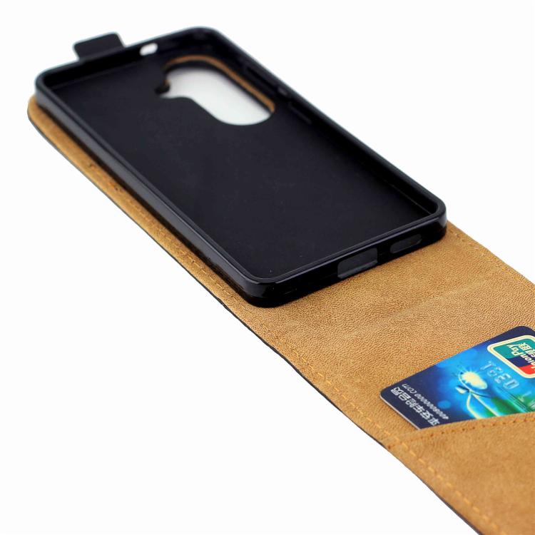 For Samsung Galaxy S26 5G Vertical Flip Leather Case with Card Slot - Black