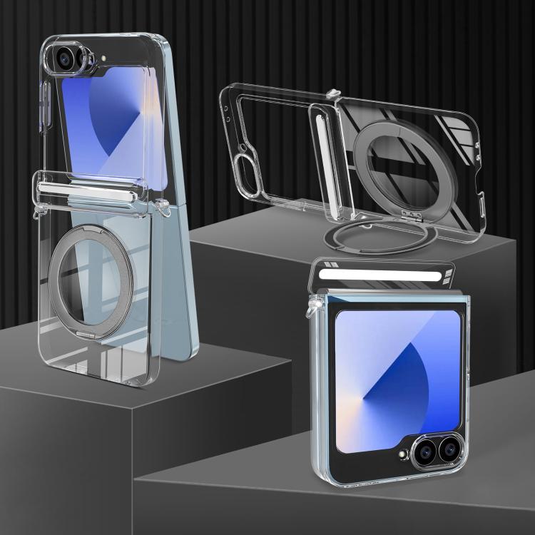 For Samsung Galaxy Z Flip5 /6 /7 FE Aluminum Alloy Holder MagSafe Crystal Hinge Phone Case