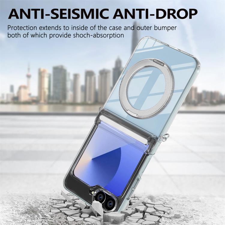 For Samsung Galaxy Z Flip5 /6 /7 FE Aluminum Alloy Holder MagSafe Crystal Hinge Phone Case