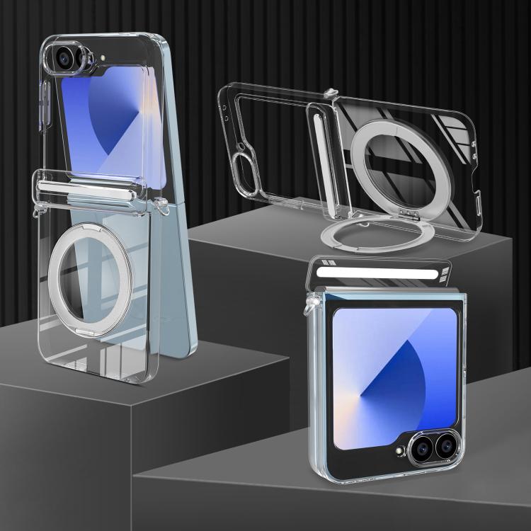 For Samsung Galaxy Z Flip5 /6 /7 FE Aluminum Alloy Holder MagSafe Crystal Hinge Phone Case
