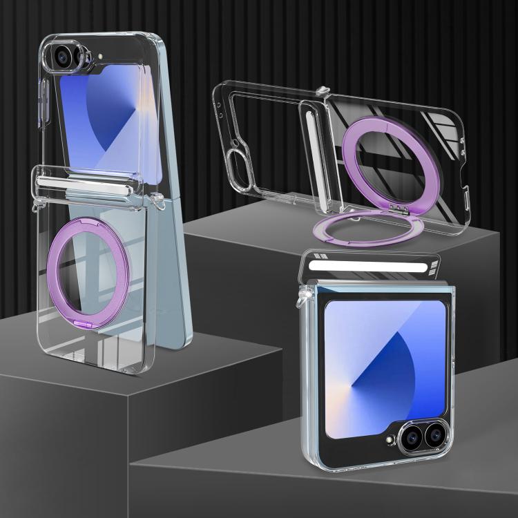 For Samsung Galaxy Z Flip5 /6 /7 FE Aluminum Alloy Holder MagSafe Crystal Hinge Phone Case