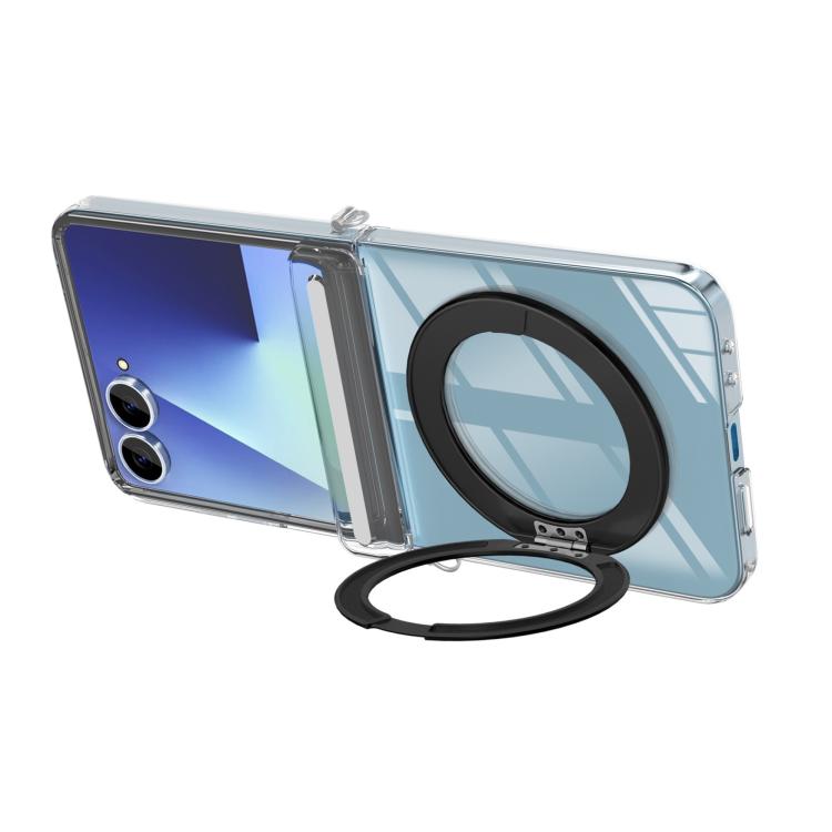 For Samsung Galaxy Flip7 5G Aluminum Alloy Holder MagSafe Crystal Hinge Phone Case