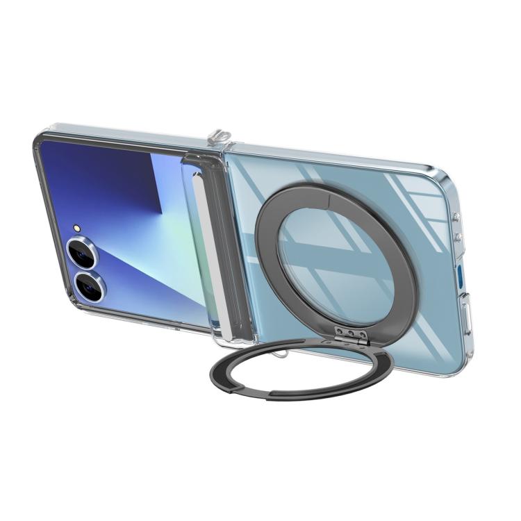 For Samsung Galaxy Flip7 5G Aluminum Alloy Holder MagSafe Crystal Hinge Phone Case