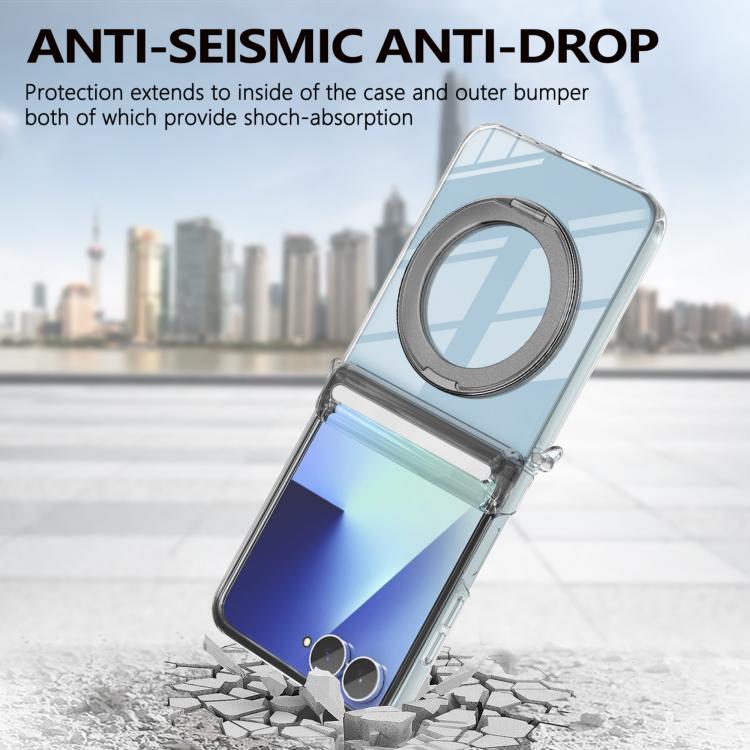 For Samsung Galaxy Flip7 5G Aluminum Alloy Holder MagSafe Crystal Hinge Phone Case