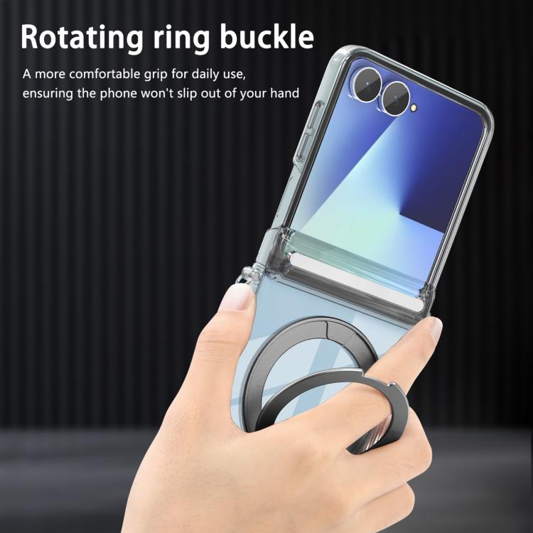 For Samsung Galaxy Flip7 5G Aluminum Alloy Holder MagSafe Crystal Hinge Phone Case