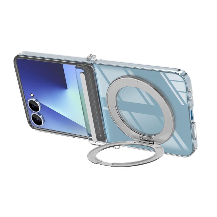 For Samsung Galaxy Flip7 5G Aluminum Alloy Holder MagSafe Crystal Hinge Phone Case