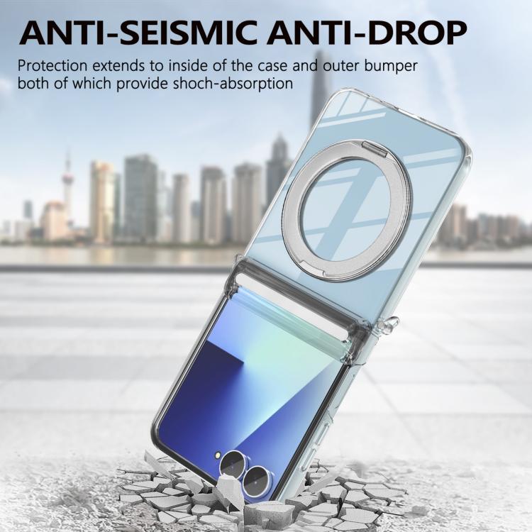 For Samsung Galaxy Flip7 5G Aluminum Alloy Holder MagSafe Crystal Hinge Phone Case