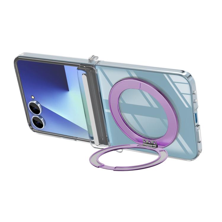 For Samsung Galaxy Flip7 5G Aluminum Alloy Holder MagSafe Crystal Hinge Phone Case