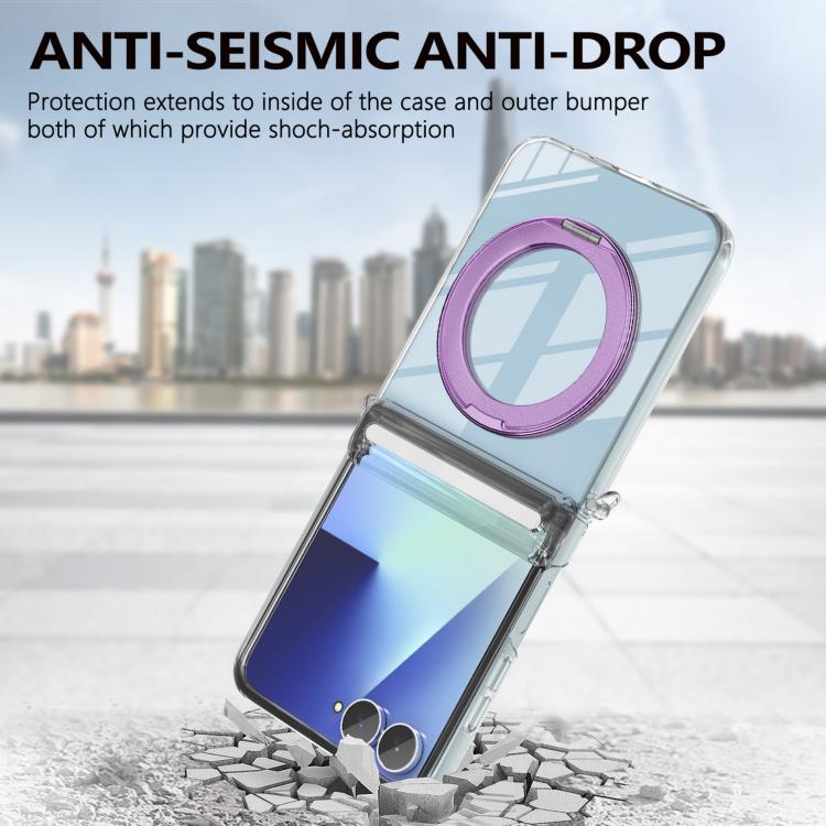 For Samsung Galaxy Flip7 5G Aluminum Alloy Holder MagSafe Crystal Hinge Phone Case