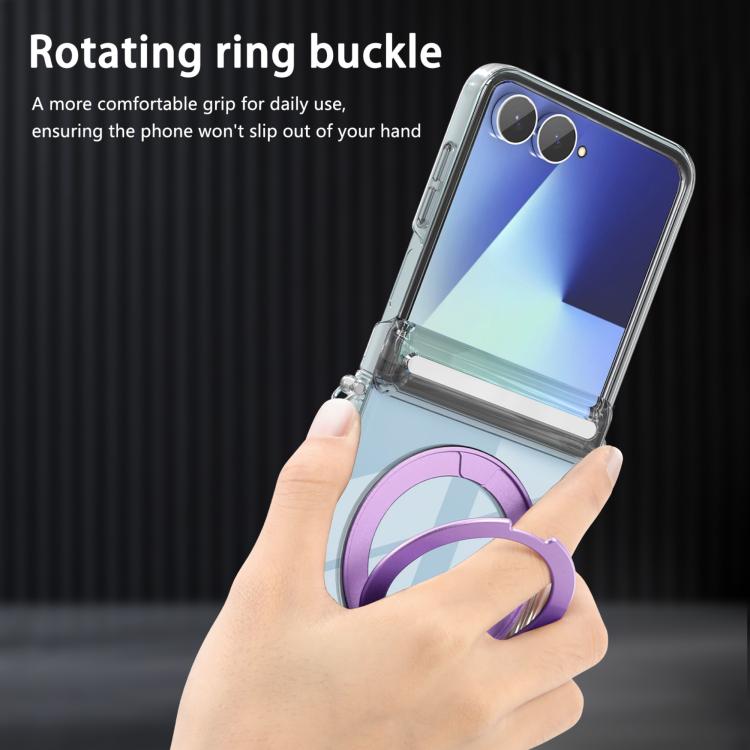 For Samsung Galaxy Flip7 5G Aluminum Alloy Holder MagSafe Crystal Hinge Phone Case