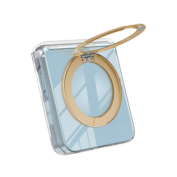 For Samsung Galaxy Flip7 5G Aluminum Alloy Holder MagSafe Crystal Hinge Phone Case