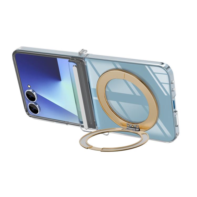 For Samsung Galaxy Flip7 5G Aluminum Alloy Holder MagSafe Crystal Hinge Phone Case