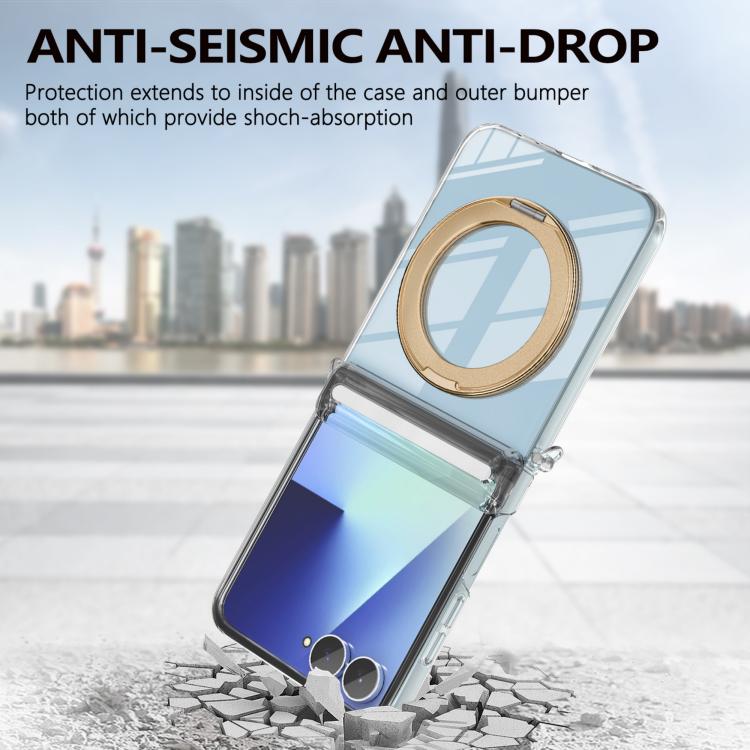 For Samsung Galaxy Flip7 5G Aluminum Alloy Holder MagSafe Crystal Hinge Phone Case