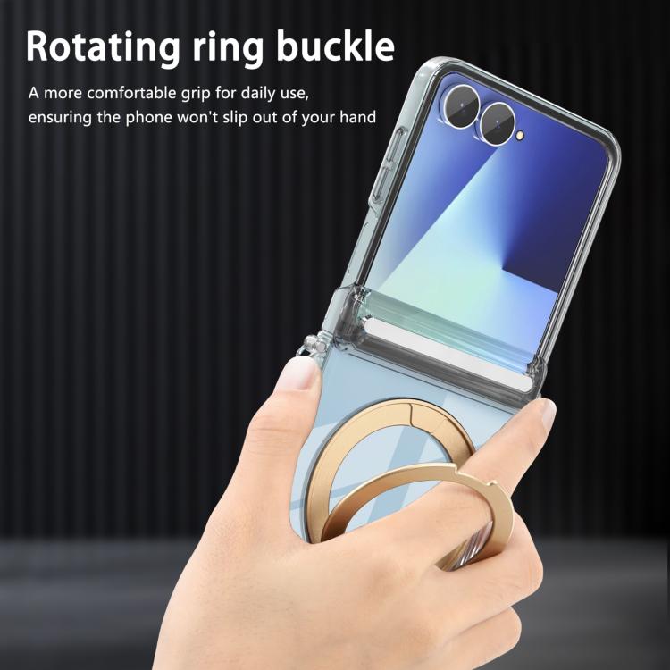 For Samsung Galaxy Flip7 5G Aluminum Alloy Holder MagSafe Crystal Hinge Phone Case