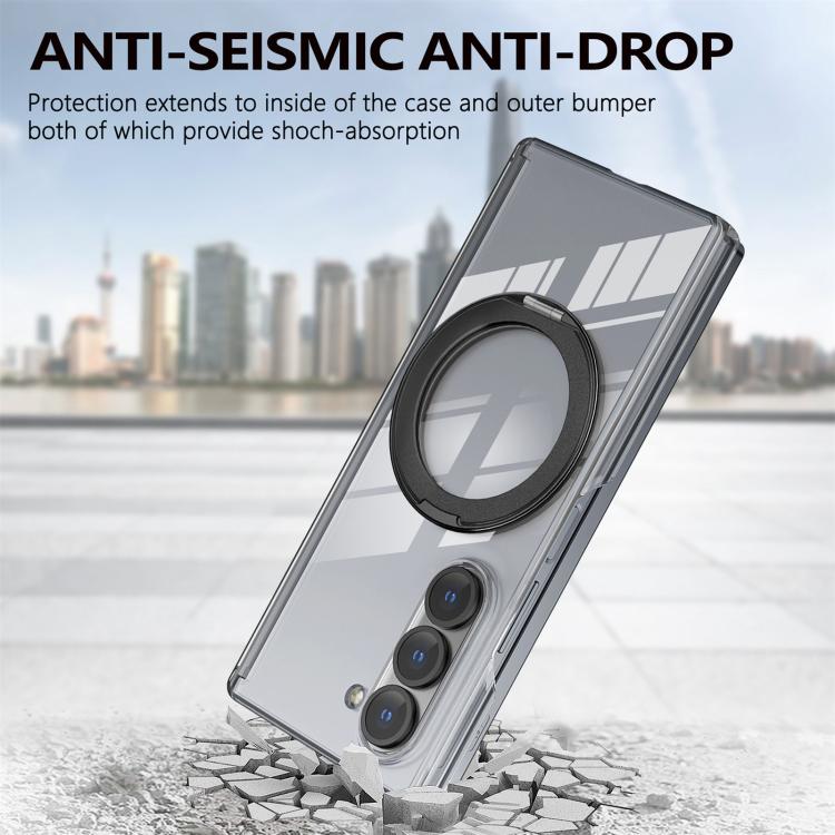 For Samsung Galaxy Z Fold5 Aluminum Alloy Holder MagSafe Crystal Hinge Phone Case