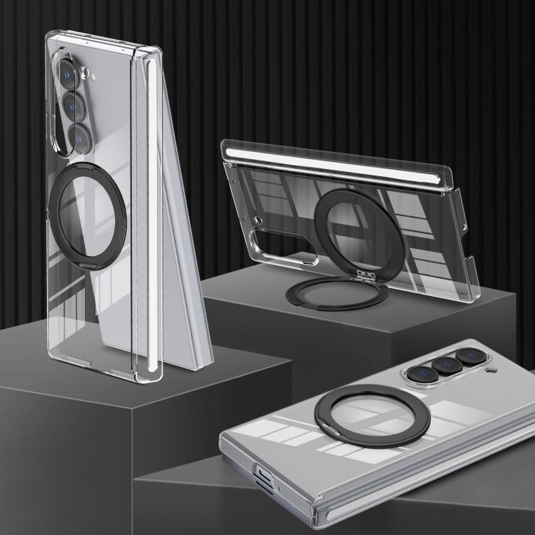 For Samsung Galaxy Z Fold5 Aluminum Alloy Holder MagSafe Crystal Hinge Phone Case