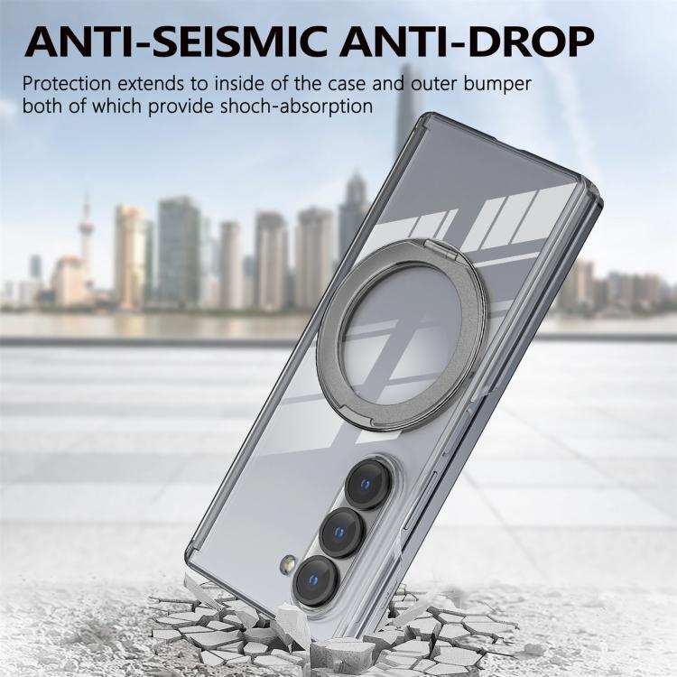For Samsung Galaxy Z Fold5 Aluminum Alloy Holder MagSafe Crystal Hinge Phone Case