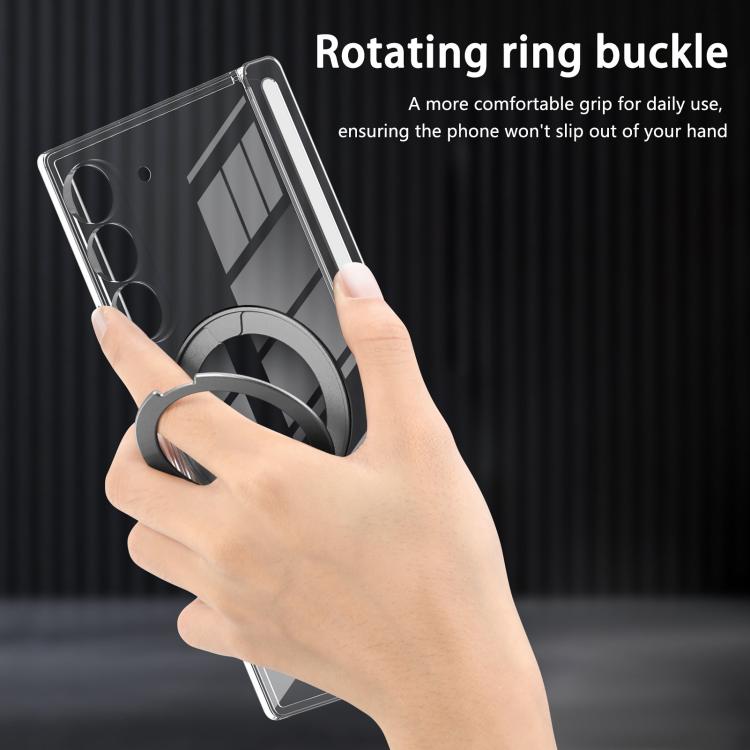 For Samsung Galaxy Z Fold5 Aluminum Alloy Holder MagSafe Crystal Hinge Phone Case