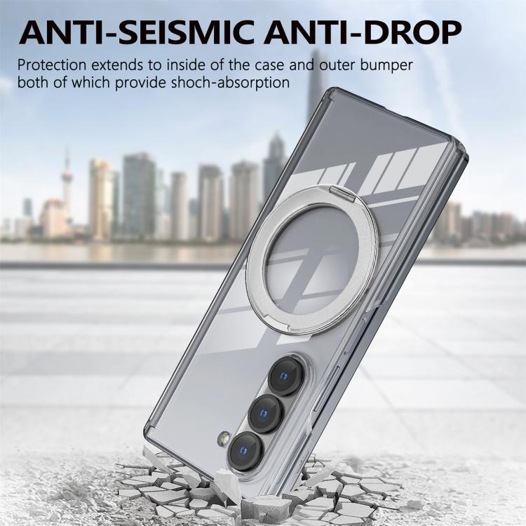 For Samsung Galaxy Z Fold5 Aluminum Alloy Holder MagSafe Crystal Hinge Phone Case