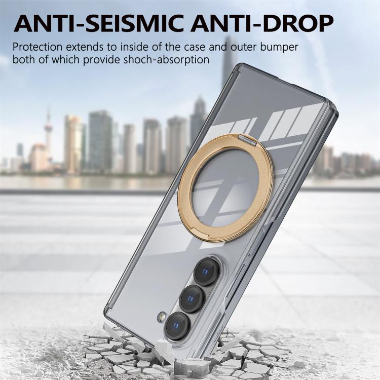 For Samsung Galaxy Z Fold5 Aluminum Alloy Holder MagSafe Crystal Hinge Phone Case