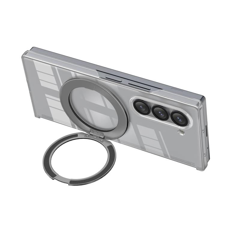 For Samsung Galaxy Z Fold6 Aluminum Alloy Holder MagSafe Crystal Hinge Phone Case