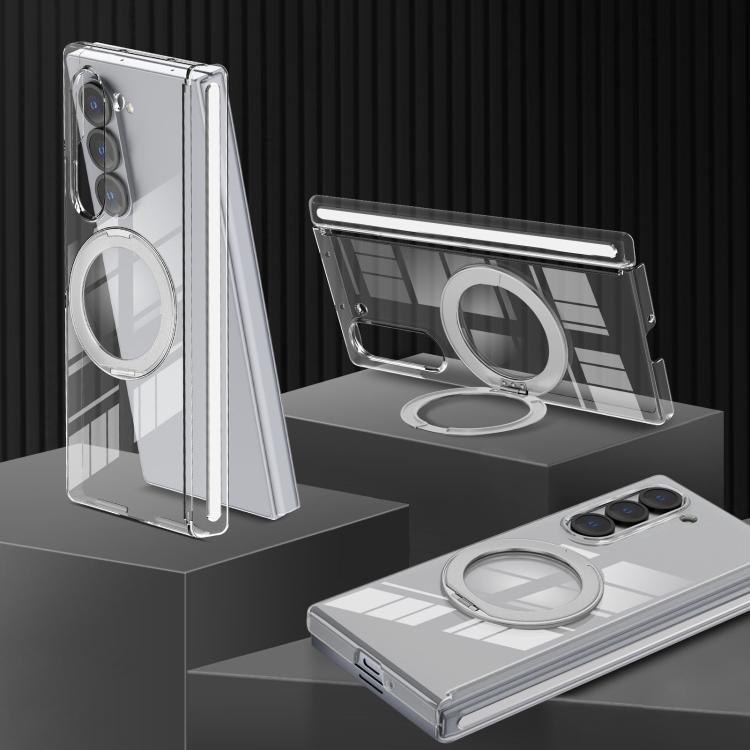 For Samsung Galaxy Z Fold6 Aluminum Alloy Holder MagSafe Crystal Hinge Phone Case