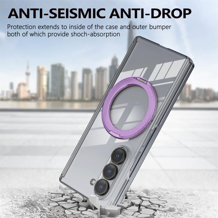 For Samsung Galaxy Z Fold6 Aluminum Alloy Holder MagSafe Crystal Hinge Phone Case