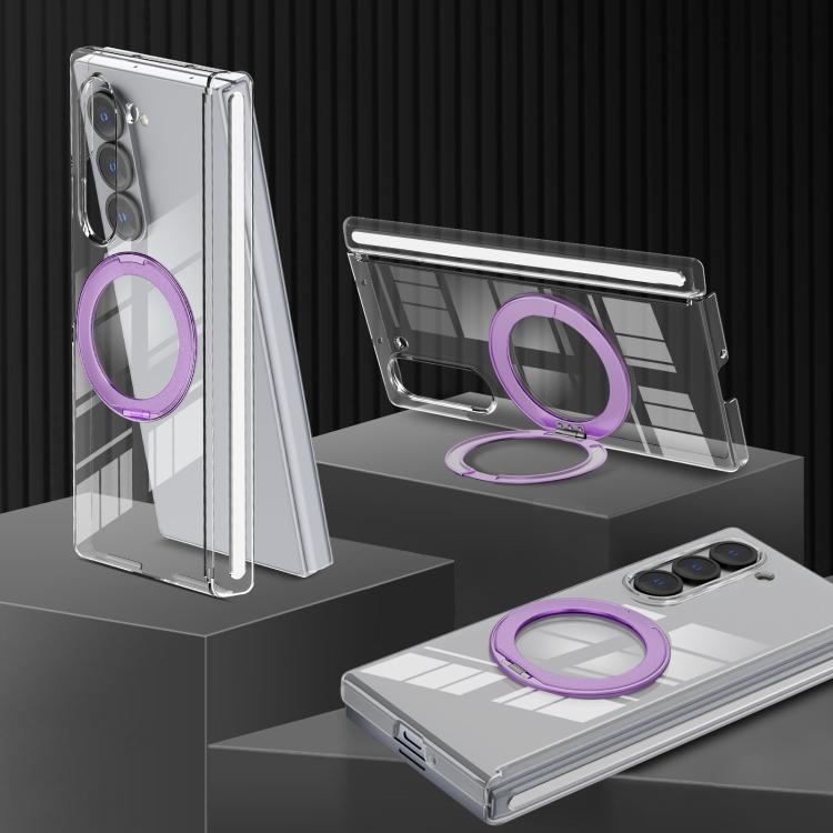 For Samsung Galaxy Z Fold6 Aluminum Alloy Holder MagSafe Crystal Hinge Phone Case