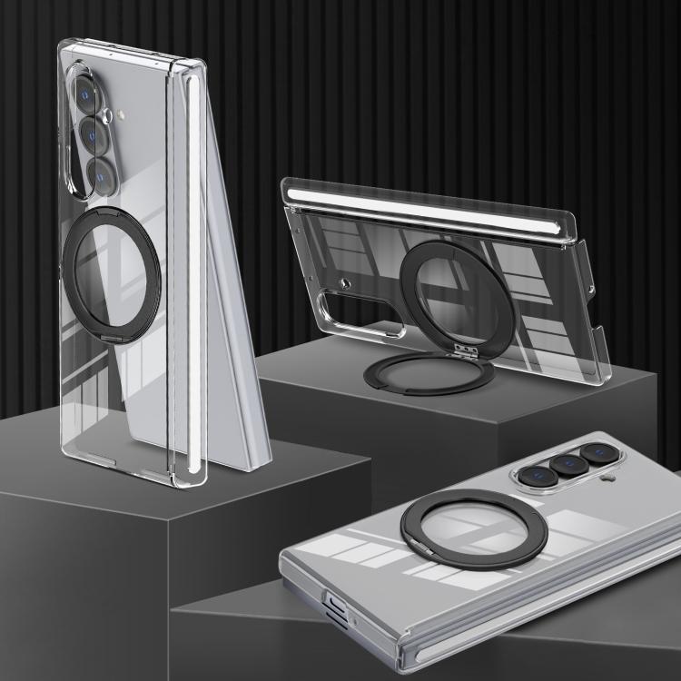 For Samsung Galaxy Z Fold7 Aluminum Alloy Holder MagSafe Crystal Hinge Phone Case