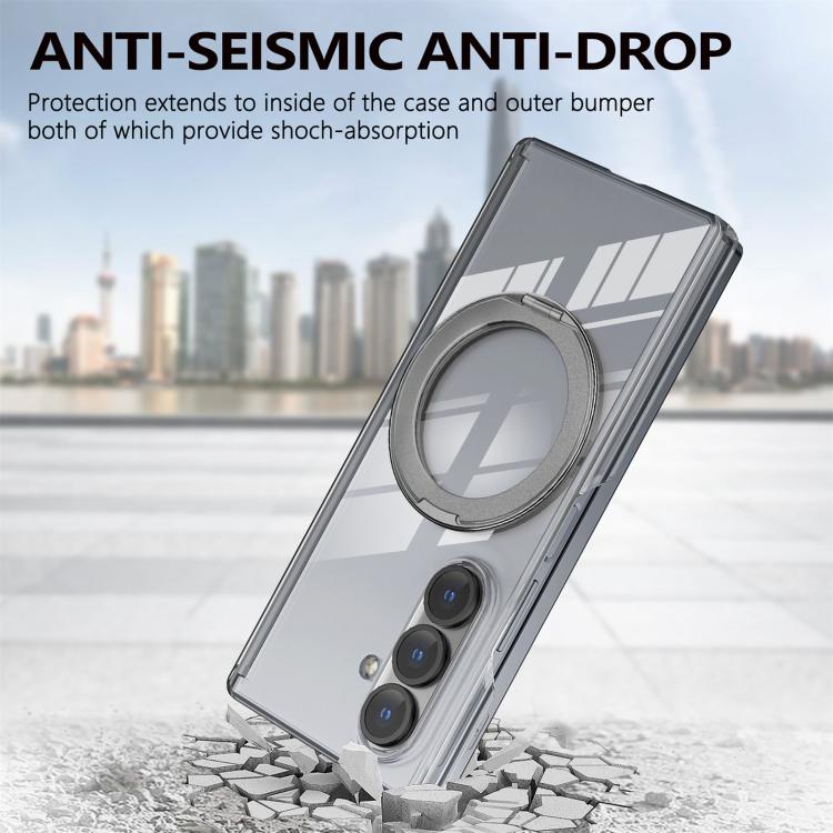 For Samsung Galaxy Z Fold7 Aluminum Alloy Holder MagSafe Crystal Hinge Phone Case