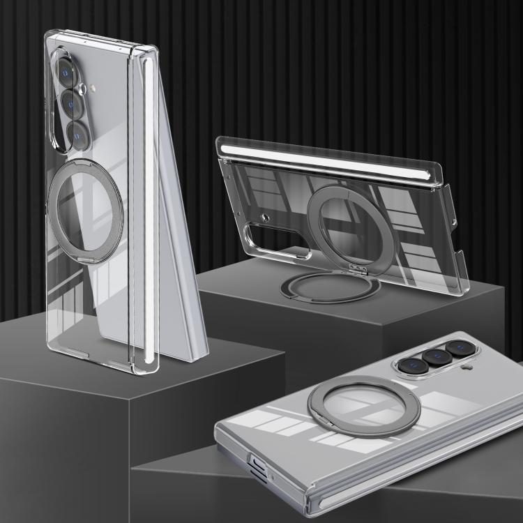For Samsung Galaxy Z Fold7 Aluminum Alloy Holder MagSafe Crystal Hinge Phone Case