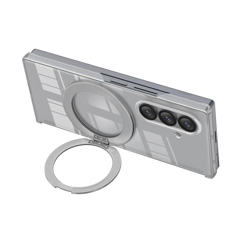 For Samsung Galaxy Z Fold7 Aluminum Alloy Holder MagSafe Crystal Hinge Phone Case