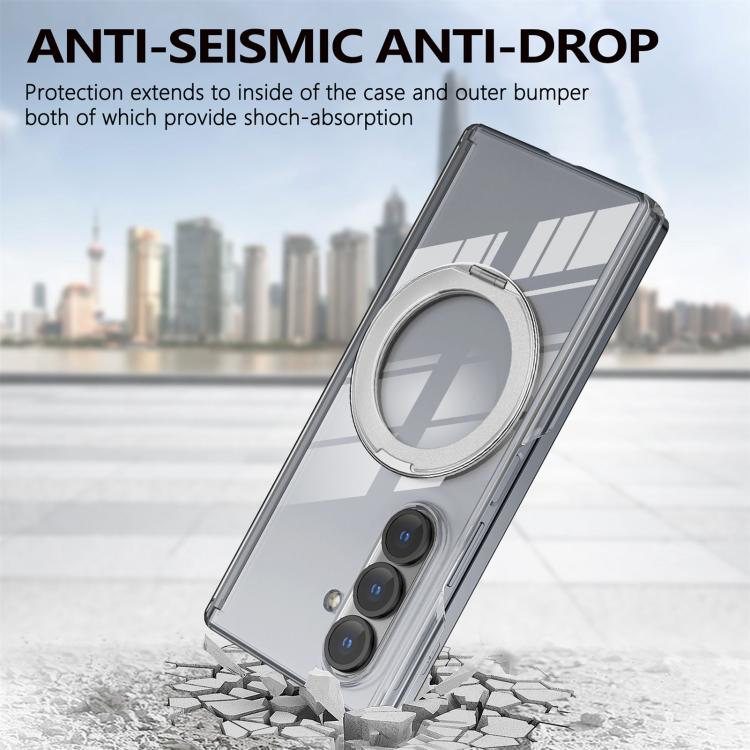 For Samsung Galaxy Z Fold7 Aluminum Alloy Holder MagSafe Crystal Hinge Phone Case