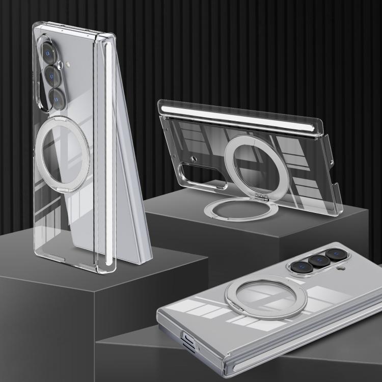 For Samsung Galaxy Z Fold7 Aluminum Alloy Holder MagSafe Crystal Hinge Phone Case