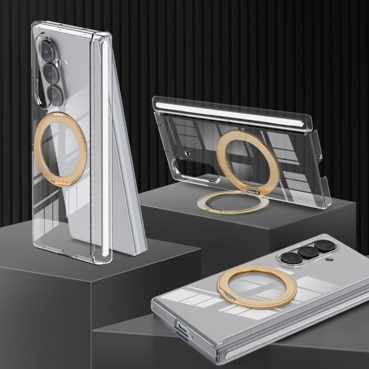 For Samsung Galaxy Z Fold7 Aluminum Alloy Holder MagSafe Crystal Hinge Phone Case