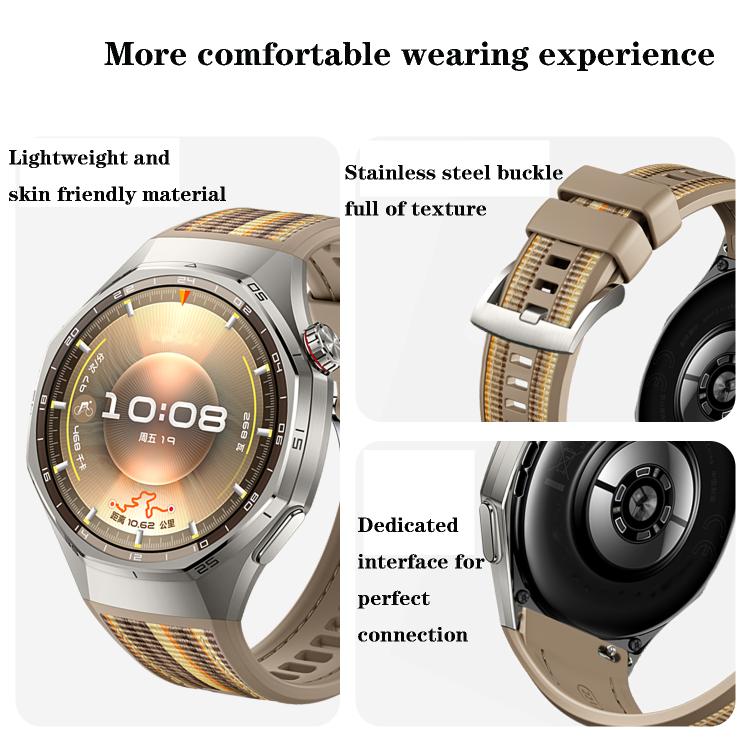 For Huawei Watch GT 6 Pro Quick Release Buckle Hybrid Nylon Braid Silicone Watch Band