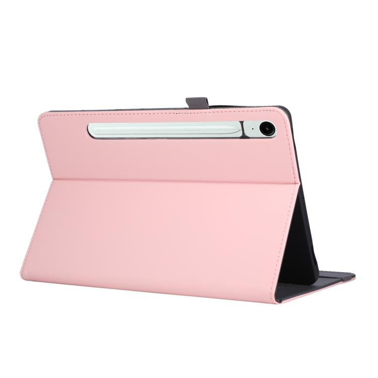 For Samsung Galaxy Tab S10 FE / 9 / 8 Macaron Color Hand Grip Leather Tablet Case with Holder